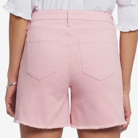 NYDJ Zoey High Rise Shorts 16 Aphrodite Pink Lift Tuck Raw Hem Denim Jeans - Picture 2 of 9